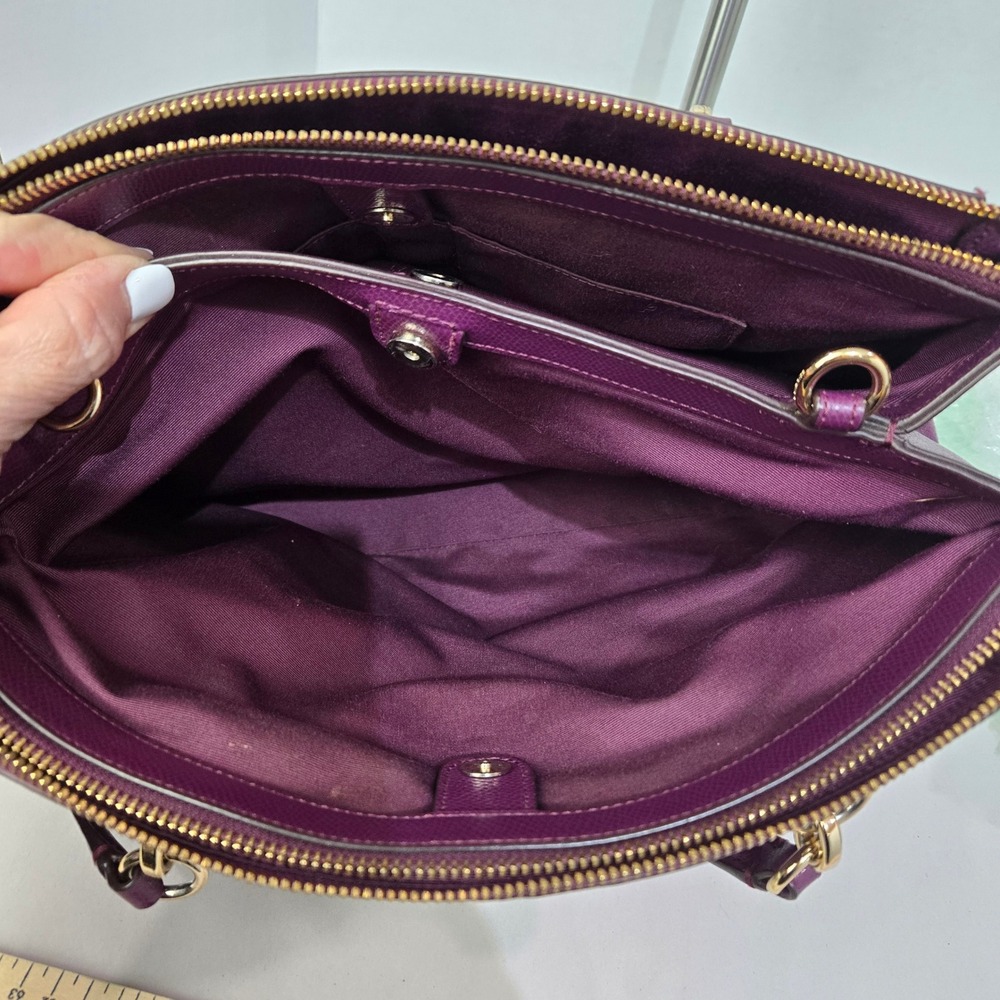 Coach Lillie Carryall Women Large Purple Leather Tote - Picture 9 of 14